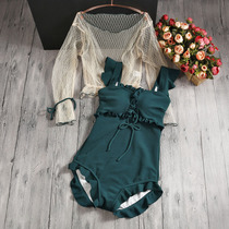 South Korea ins hot spring sexy belt blouse can be used outside the water to cover the belly thin Conservative flat corner swimsuit women