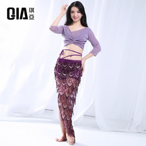 Qia belly dance costume female 2021 new suit practice suit Sexy Oriental dance performance suit half sleeve dance suit