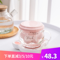 Health Cup Heating Base Glass Cup Cat Paws Tea Leak Insulation Cup Mat 55-degree thermostatic mug girl insulation disc