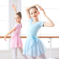 Children dance dresses Short sleeves Summer ballet Snowspun Skirts Girls Dance Suits Chinese Dance Conjoined Skirts