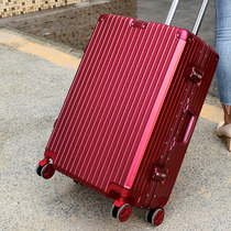 Password Red Suitcase Wedding Bride to Marry Box Ins Nets Red Women Aluminum Frame Pull Rod Box Light Male Tide Students