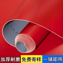 Pure red pvc flooring leather household thickening wear resistant cement and resistant land directly paved commercial dance T tablet floor pad
