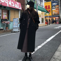 Black fur coat with great coat for women 2021 autumn and winter new Korean version Hepburn small sub-thickened sub-coat