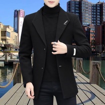 Woolen coat mens autumn and winter Korean version of the trendy brand casual woolen small suit mens temperament woolen jacket