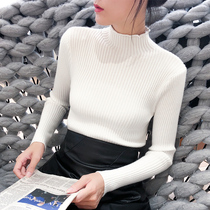 2022 Autumn new semi-high collar tight long-sleeved ocean-style knitwear autumn and winter thin in-tie sweater