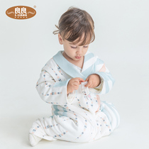 Liangliang baby sleeping bag spring and autumn baby split leg sleeping bag cotton soft removable sleeve sleeping bag infant garden anti-kick is breathable