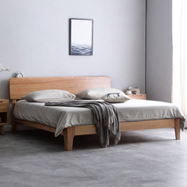 Nordic solid wood bed modern minimalist 1 5m bed main bedroom oak wood bed 1 8 m double bed days log furniture