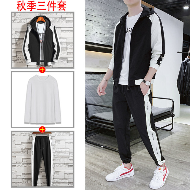 Men's 2020 spring new Korean fashion tooling jacket casual sports three-piece hooded jacket men's clothing Men's 2020 spring new Korean fashion tooling jacket casual sports three-piece hooded jacket men's clothing
