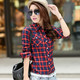 Spring and Autumn Women's Cotton Plaid Shirt Large Size Korean Style Cotton Long Sleeve Shirt Women's Japanese and Korean Shirt Tops Women