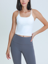 Womens sling solid color vest underwear with chest pad fitness clothes yoga clothes shockproof top lulu sports tight fit