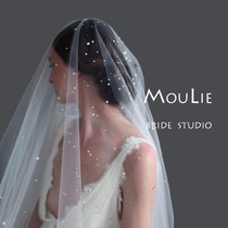 MouLie Jasmine bride main wedding dress long tail super fairy luxury bright flash cover wedding wedding long veil diamond