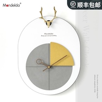 mandelda deer head Nordic light luxury clock clock clock living room personality creative atmosphere decoration simple decorative wall