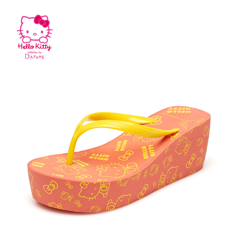 Daphne/达芙妮高防水台女士拖鞋 女式坡跟沙滩人字拖 防滑女拖鞋