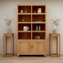 Old Elm Wood Multi-Treasure Cabinet Screen Shelving New Chinese Tea Rack Tea Room Tea Room Tea Furniture Exhibition Cabinet Retro Homage Shelf