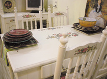 British American pastoral style British Mediterranean hand-painted furniture painted restaurant dining table table March rural style