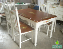 Ingléen countryside Wind hand painted painted table hand painted painted furniture Mediterranean American solid wood dining table Instyle fields