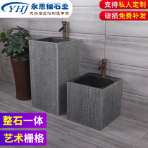 Marble Column Basin Outdoor Washbasin Courtyard Natural Stone Wash Basin Outdoor Balcony Integrated Stone Sink