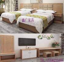 Hotel Guesthouse Punctubed Bed apartment Soft bunk bed leaning on desk TV cabinet Luggage Rack High and low cabinet full set of furniture