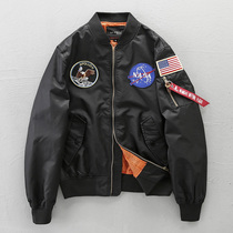 American high street MA1 pilot jacket mens retro embroidered baseball uniform all-match ruffian handsome men and women with the same jacket