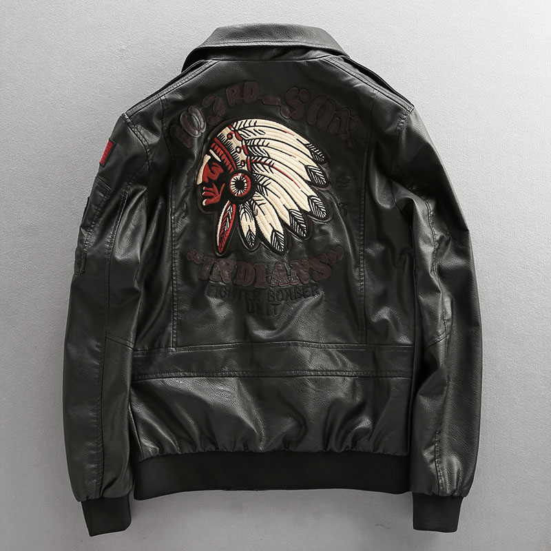 (special price clearance) Pilot leather jacket for men and women in Korean version Trend handsome Embroidered Locomotive Leather Jacket Man Jacket