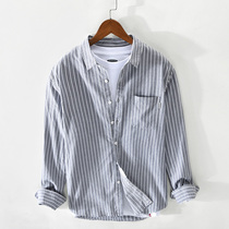 Day Family Yuppie Handsome Men Casual Striped Shirts Full Cotton Harbor Wind Tide 100 hitch long sleeves shirt handsome blouse jacket