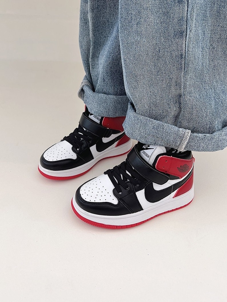 aj童鞋男童鞋子秋冬季2022新款真皮女童加绒二棉篮球鞋儿童运动鞋