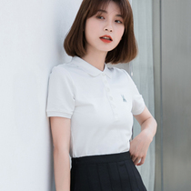 College style polo collar short-sleeved t-shirt Womens work clothes custom team culture shirt Slim temperament lapel top