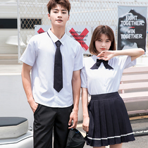 College style shirt suit skirt Two-piece student dress Short-sleeved shirt High school graduation class suit Chorus performance suit