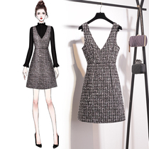 Wool sundress two-piece set 2020 autumn and winter new fashion age reduction and thin suit Western style vest dress