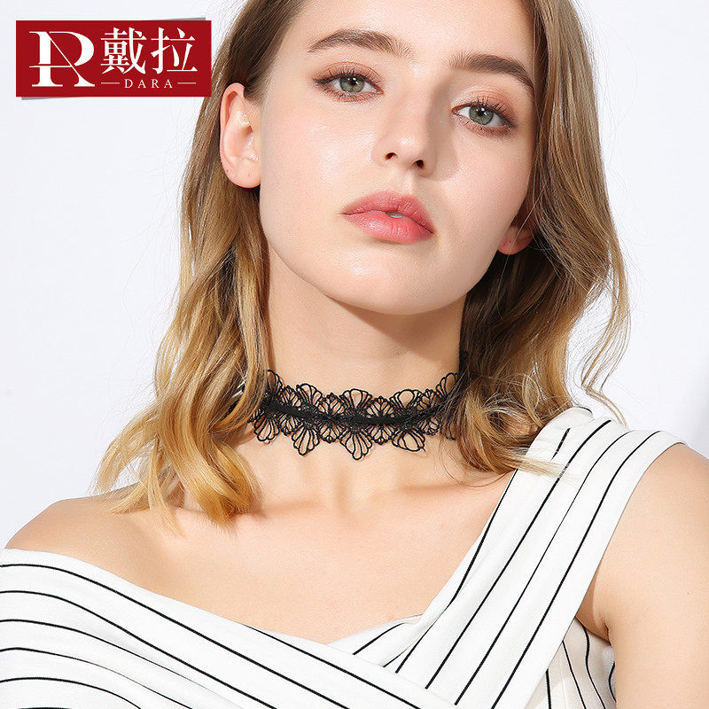 戴拉 气质蕾丝颈圈颈链choker颈链女 日韩欧美时尚黑色颈带项链
