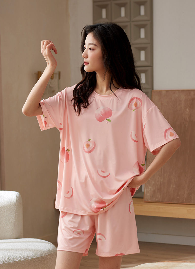 雪俐2023年新款夏季睡衣女甜美短袖睡裙薄款可爱家居服套装可外穿