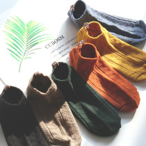 Spring and summer new cotton boat Socks Japanese ethnic style thick line solid color short socks order men and women socks