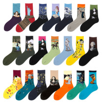 Original design David Starry Sky cotton mens socks famous painting series socks Mona Lisa oil painting socks mens Mid socks