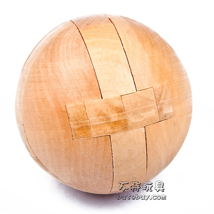 大圆球 孔明锁 木制鲁班球 高难度 拆装智力 古典益智玩具 圆球锁