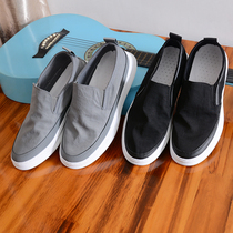 Low-key plus high-end foreign trade tail single Ice Silk plus leather big soft bottom mens summer low-top casual cloth shoes