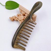 Handmade natural wood comb green sandalwood with handle wide teeth girl long hair home massage comb curling hair comb no static electricity