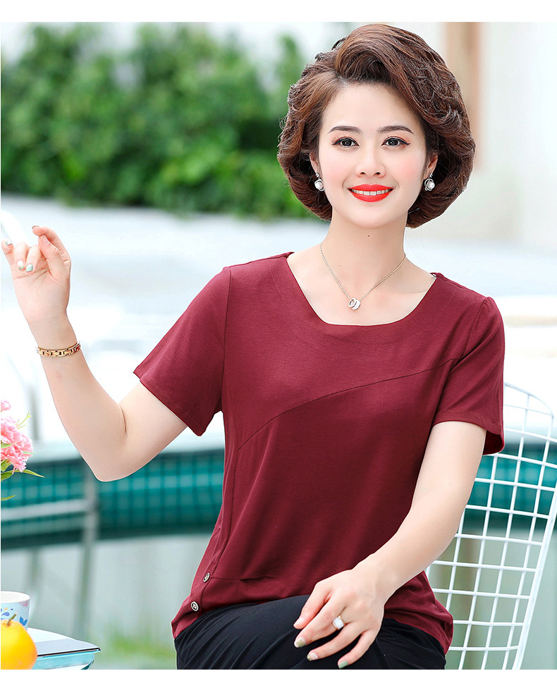 短袖t恤女2020夏季新款大码宽松打底杉40岁50岁中年妈妈洋气上衣