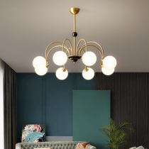 Italian retro dining hall lamp Nordic Net red light luxury all copper creative living room bedroom magic bean shop chandelier personality