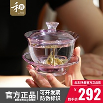 Heware glass cover Bowl beautiful violets high temperature resistant high grade Cup single large Non hot hand Tea Cup