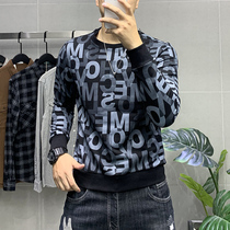 Guiyi male round collar new letter printed in the authentic cotton and Korean version of the Baili male long-sleeved top