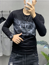 Long-sleeved male t-shirt new round-collar personality stamped with Korean version of the slimmer man playing the base shirt pure cotton