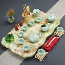 Creative Lotus marble European-style tea table Kung Fu tea set Household living room simple modern tea tray small tea table