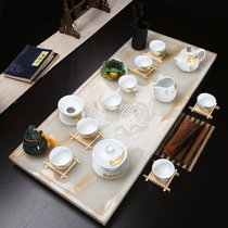 Jade tea tray Complete set of Kung Fu tea set Household simple modern creative small tea table living room drainage tea tray