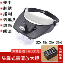 Helmet magnifying glass for the elderly to read high-definition black head glasses type repair watch circuit board pores
