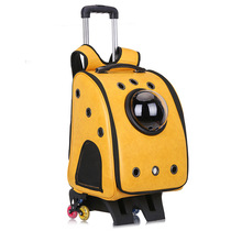 Kitty Pet Pull Lever Case Portable Travel Breathable Suitcase Four Wheels Space Tie Bar Bag Pooch Travel Bag Cat Bag