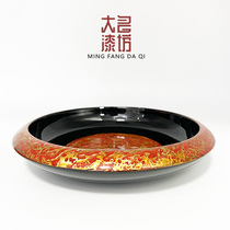 Large lacquer fruit plate dried fruit bowl lacquer bowl lacquer plate refreshment plate rhino skin lacquer craft cornucopia intangible heritage traditional handmade lacquerware