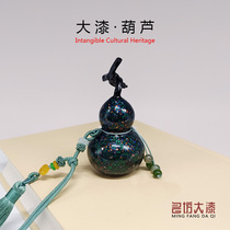 Large lacquer gourd text play handle high-end ornaments hanging ornaments handicraft collection grade lacquerware Melaleuca lacquer leather special gift