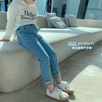Foam home Custom childrens clothing 2022 new girl foreign gas jeans children early spring workout pants baby spring clothing