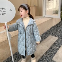 Foam foam Home Custom Scout 2021 new girl mid-length Down Jacket Clothing Baby 90 White Duck Suede Coat Winter Dress Thick