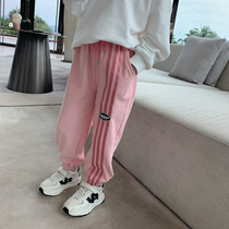 Foam Foam Home Custom Child Clothing 2022 New Girl Foreign Air Sports Pants Children Casual Pants Baby Han Edition Spring Clothing